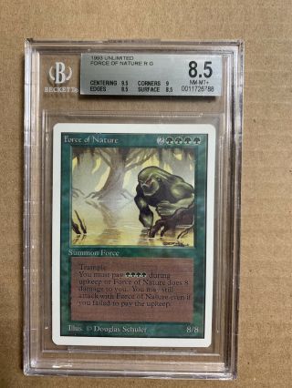 Mtg Force Of Nature Unlimited Bgs 8.  5/9.  5 Centering/9 Corners