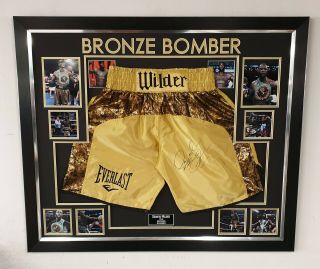 Rare Deontay Wilder Signed Boxing Shorts Autographed Trunks Display