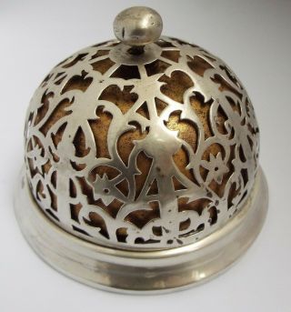 Lovely Rare Decorative English Antique 1906 Sterling Silver Mechanical Desk Bell