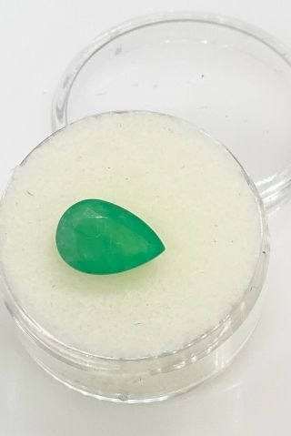 Rare $3000 2.  31ct Pear Cut Colombian Emerald Loose Gem
