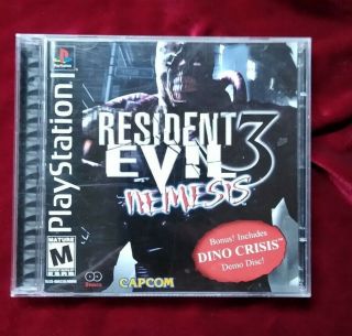 Resident Evil 3 Ps1 Complete.  Rare Black Label With Dino Crisis Demo