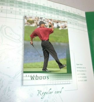 2001 Upper Deck Golf Promo Tiger Woods Rookie Card In Folder Rare Great Item