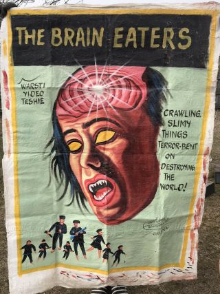 The Brain Eaters Rare Ghana Mobile Cinema Hand Painted Movie Poster Warsti Art