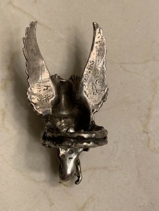 Vintage Sterling Silver Ram Goat Skull Ring Wings 11 Rare Satanic 60g Baphomet 2