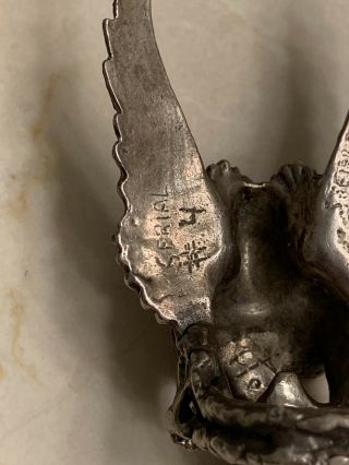 Vintage Sterling Silver Ram Goat Skull Ring Wings 11 Rare Satanic 60g Baphomet 3