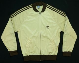 Rare Vtg Adidas Atp Keyrolan Spell Out Trefoil Track Jacket 80s 90s Dmc Cream L
