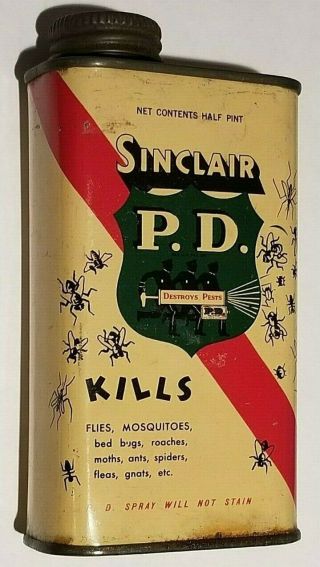 Rare Vintage Sinclair P.  D.  Insect Spray Pesticide Tin Can Graphics
