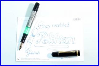 Rare Grey - Marbled 1956 Pelikan 100 N Pen With Flexible B Nib In 14k 585 Gold