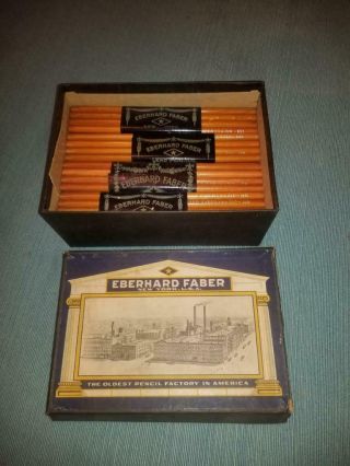 Rare Vintage Eberhard Faber Pencil Box And Pencils