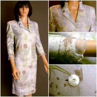 Stunning Rare St.  John Shimmer Knit Suit 2pc.  Jacket Skirt,  Silk Trim,  Sz 8,  Chic