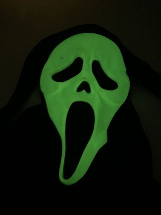 Scream Ghostface Mask Fun World Div Rare Glow In Dark Vintage HTF w/ Robe & Belt 5