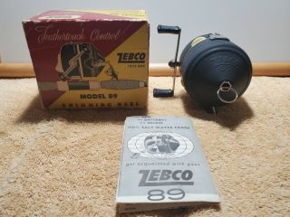 Rare Early Version Zebco Model 89 Feathertouch And Paperwork