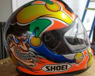 " Pascal Picotte Jester " Shoei Helmet Size Large Rare Troy Lee Designs