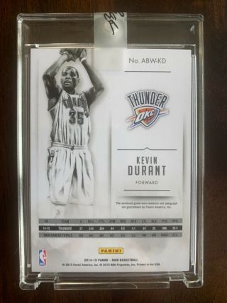 2014 - 15 Panini Noir Kevin Durant Game - Worn Jersey Auto SSP ’d 14/25 Rare 2