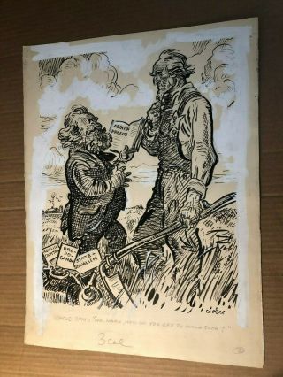 Rare Published Signed Illustration Art Oscar Cesare 30s Marx Uncle Sam