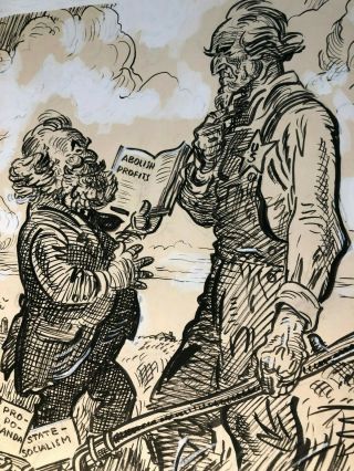 Rare Published Signed Illustration Art Oscar Cesare 30s Marx Uncle Sam 5