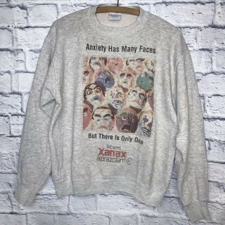 Rare Vintage Xanax Anxiety Has Many Faces Sweatshirt Shirt Drugs Pills Medicine