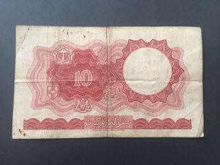 1961 Malaya and British Borneo $10 Dollars Buffalo - RARE banknote 2