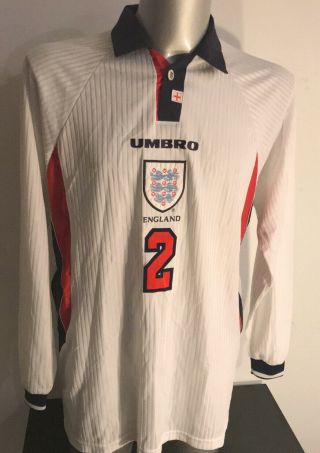 England Jersey 1998 Match Worn Shirt Umbro 2 Qualifier Shirt Rare