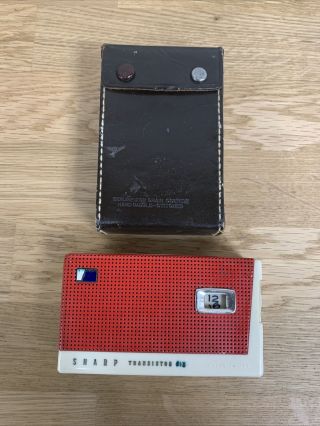 Rare Vintage Sharp Tr - 182 Six Transistor Radio W Leather Case