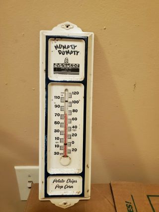 Old Humpty Dumpty Potato Chips Pop Corn Advertising Thermometer Sign Rare Gas