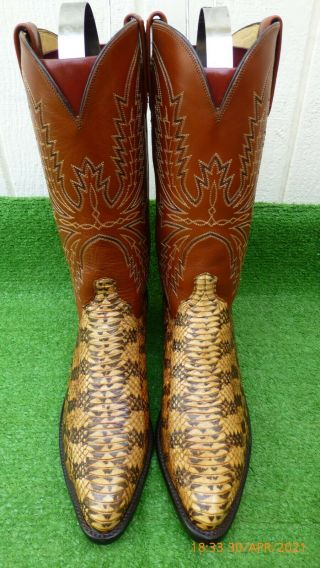 Vintage Lucchese Water " Moccasin " Snake " Rare " Exotic Western Cowboy Boots 10 D