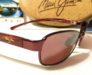 Rare Maui Jim Kala Sunglasses Wine Frames W Maui Rose Polarized Lenses Mj 101 - 13