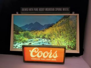 Vintage Coors Beer Bar Sign Light - Up Motion Lamp Moving Stream NPI Rare 2