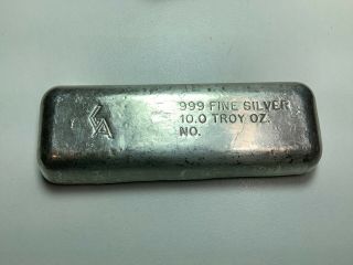 Rare Non - Numbered 10 Oz Silver Bar.  999 Ga Golden Analytical Poured Bar