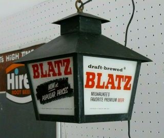 Rare Vintage 1958 Blatz Beer Glass Lantern Advertising Tavern Bar Sign Light