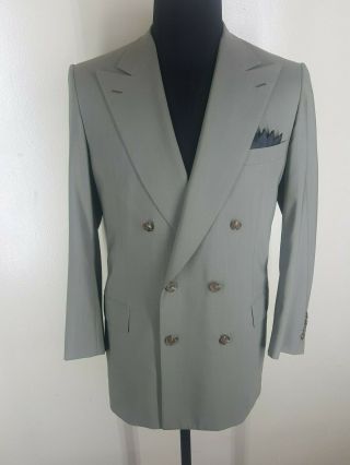 Brioni Vintage Rare Double Breasted 100 Wool Suit Side Vents 42 R - Fit 42 - 44 Reg