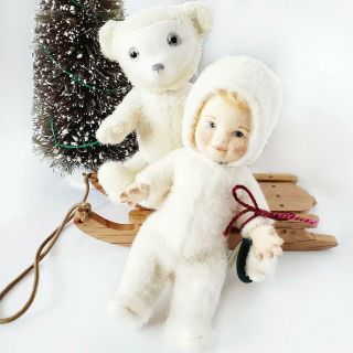 Rare R John Wright Snowbaby Snowbear And Sled Set Christmas In July 2006