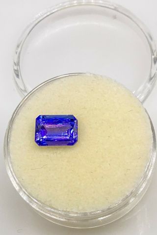 $4000 Rare 1.  87ct Emerald Cut D Block Purple Blue Tanzanite Loose Gem