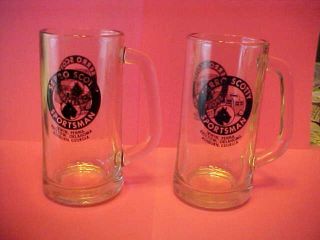 (2) Rare Vintage Serro Scotty Sportsman 12oz Clear Glass Mugs W/handle