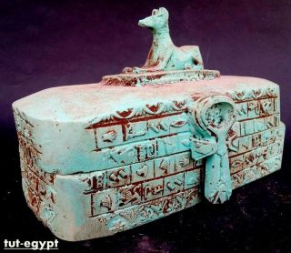 Rare Antique Ancient Egyptian King Tutankhamun Statue Box Anubis Magic Bc