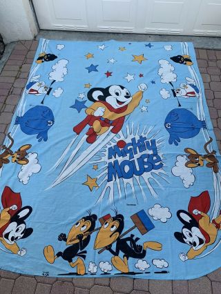 Rare Vintage 1977 Viacom Mighty Mouse Cartoon Terrytoons Blanket Cover