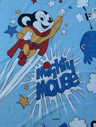 RARE Vintage 1977 Viacom Mighty Mouse Cartoon Terrytoons Blanket Cover 2