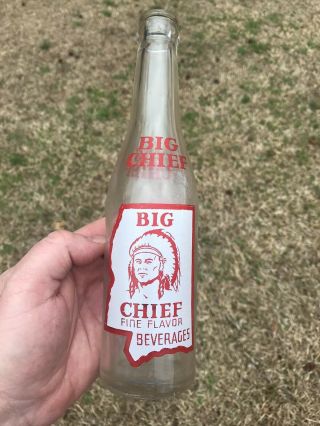 Rare Vintage Acl Big Chief Indian Soda Bottle Starkville Miss 5 Cents