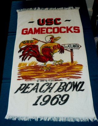 Rare : South Carolina Gamecocks Vintage 1969 Peach Bowl Pool/bath Towel Football