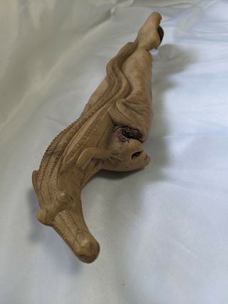 Rare Unique Vintage Hand Carved Wood Alligator Crocodile Figurine Drift Wood
