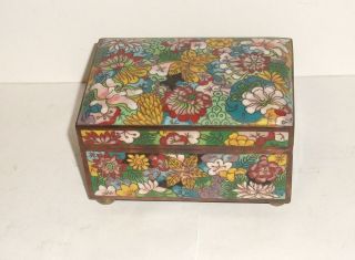 Rare Large Chinese Cloisonne Enamel Millefleur Humidor Trunk Jar Box