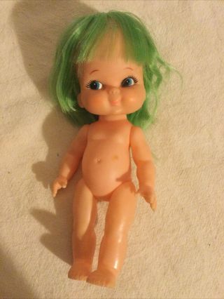 Vintage Rare - 1960’s Shiba 7” Doll Blue Eyes - Green Hair