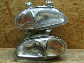 1992 1997 Jdm Honda Crx Delsol Eg Sir Vtec Zenki Headlight Set Rare Item Oem