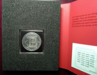 Rare Redeemed 2017 Denarium Bitcoin Custom Silver Antiqued Edition 1 Oz Silver