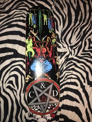 Natas Kaupas Devil Worship Skateboard Deck Very Rare W/ Green Skin Baby C&d
