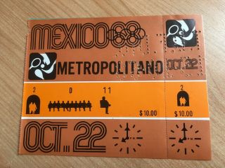 Ticket 1968 Olympics Pelota - Demonstration Event Very Rare Nr 22/10