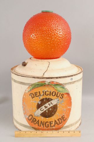 Rare Antique Drug Store C&m Orangeade Syrup Soda Fountain Dispenser Glass Orange