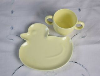 Tiffany Tots Yellow Duck Baby Toddler Kids Plate And Mug Set Rare 2005
