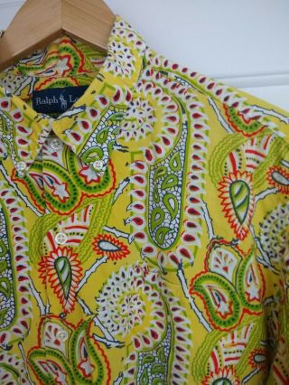 Vtg Polo Ralph Lauren Men’s Rare Paisley Bob Camp Button Shirt Yellow Medium