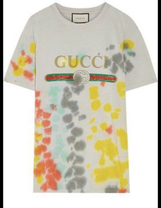 Rare Limited Edition Women’s Authentic Gucci Tie - Dyed Cotton Jersey T - Shirt Xs